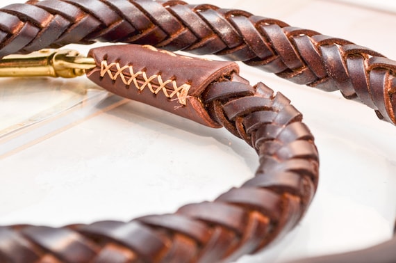 braided leather dog lead