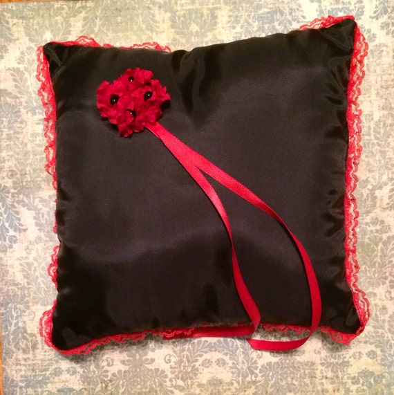 Gothic Red and Black Ring Bearer Pillow Gothic pillows | Etsy