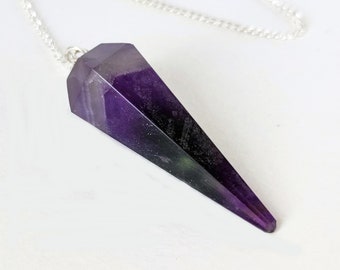 Amethyst faceted pendulum, tool for dowsing and energy healing, natural stone pendulum