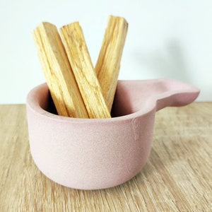 Pink Ceramic Incense Bowl: Mud Incense Burner for Smudge Bundles