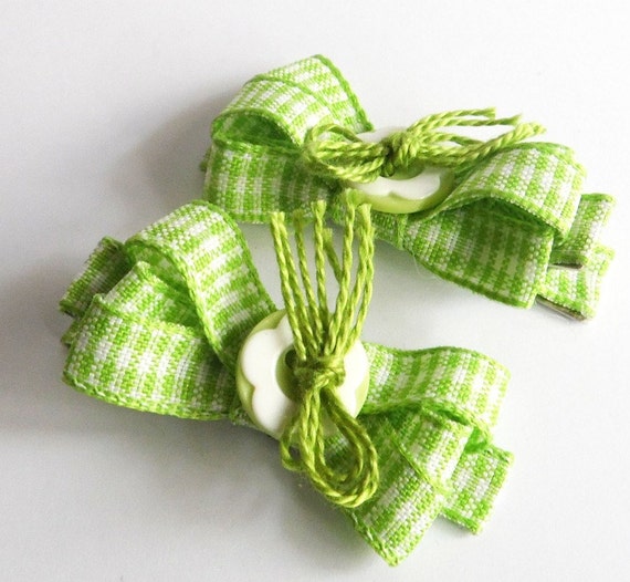 Items similar to Baby Hair Clip GREEN, set of 2 pieces on Etsy