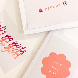 Cartes de correspondance faites main - Impressions Gal Pal - Cartes de Galentine - Impressions féministes - Lot de 4, 5 ou 6 - Paquet de papeterie vierge