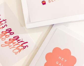 Set de tarjetas de felicitación para amigas – Estampados feministas