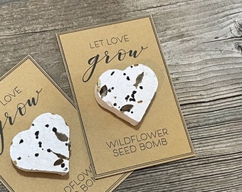 Personalized Wildflower Seed Bomb Cards, Let Love Grow, minimalist favor