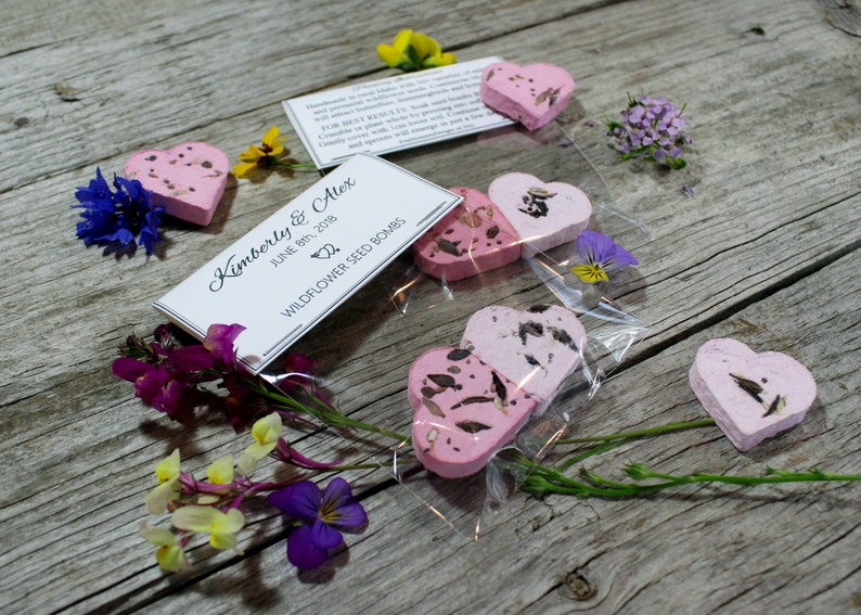 Wildflower Seed Bomb Favors Plantable Biodegradable Hearts Etsy UK