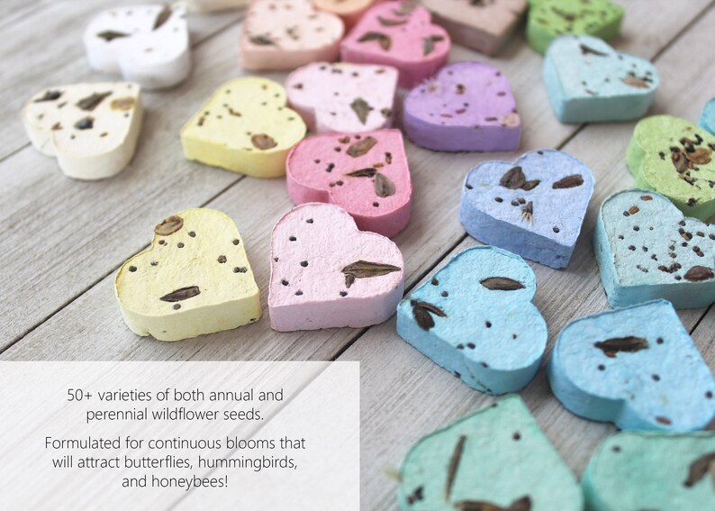 100 Personalized Wildflower Heart Seed Bomb Packet Favors 3 Etsy Canada