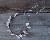 Floral Hair Wreath / White Hydrangea Flower Crown