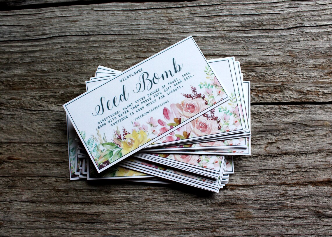 Seed Bomb Planting Instructions Double Sided Cards Color Etsy