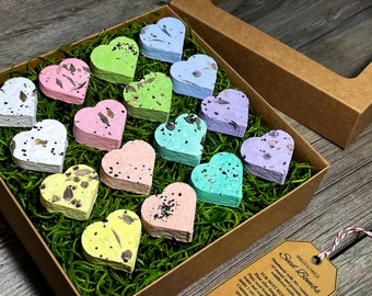 READY TO SHIP 16pc Wildflower Seed Bomb Gift Box, Plantable Biodegradable Hearts, Whimsical Eco Friendly Gift, Pastel Rainbow
