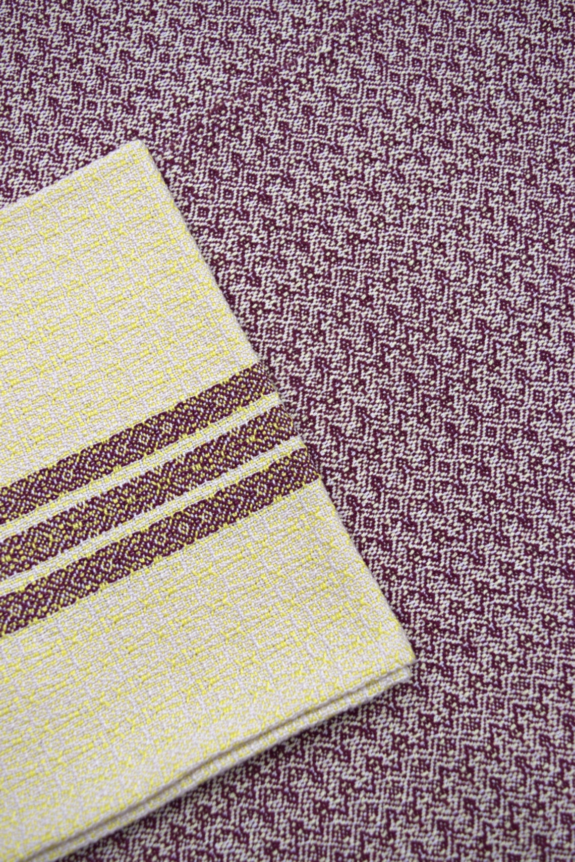 Handwoven Placemat Napkin Set of 2 in Burgundy and Yellow Etsy