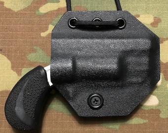 Neck holster for North American Arms PUG .22 magnum/ covered cylinder/ safety notch.