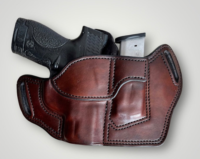 OWB Leather Holster for Smith and Wesson M&P Shield. Made in USA by a Veteran.