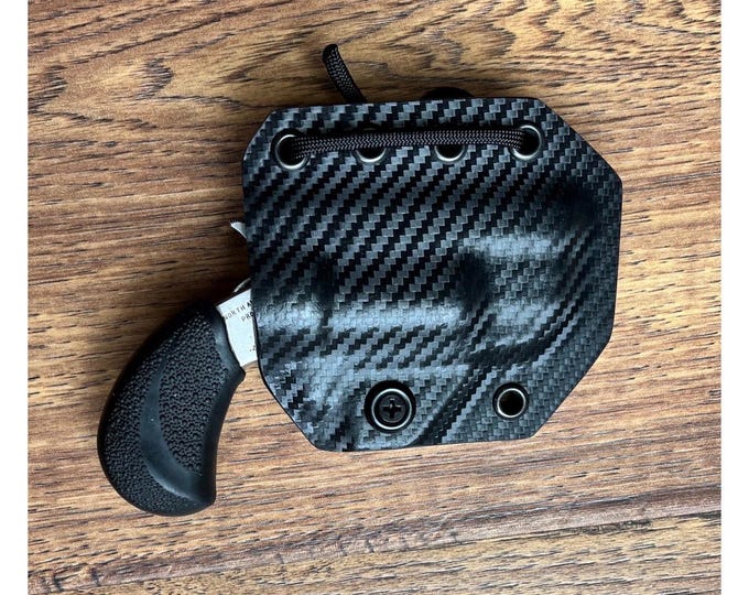 Neck holster for NAA .22 PUG magnum Safety Notch Only, black carbon fiber design.
