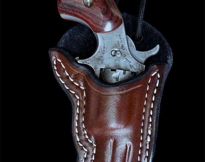 Leather Neck Holster For Naa 22 Long Rifle 1 & 1/8” barrel | Snug Fit | Easy Concealment