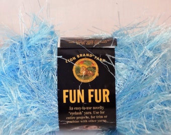 1 Skein of Lion Brand Fun Fur, Light Blue