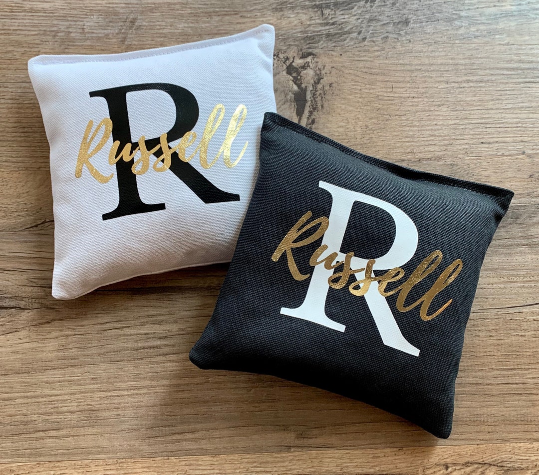 Custom Cornhole Bean Bags for Wedding Set of 8 Bags Metallic Script