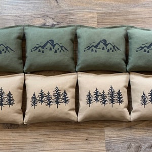 Cornhole Bean Bags Mountains and Pine Trees Outdoor Lover Nature Spirit Gift Idea for Camping Hiking Gift for Dad PNW Appalachian Trail