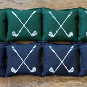 Golf Lover Cornhole Bean Bags Crossed Clubs Golfer Gift for Dad Golf Pro Set of Clubs Fathers Day Gift Cornhole Golf Outing Prize for Raffle