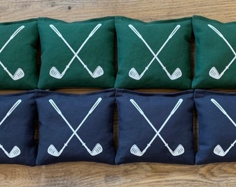Juego de Cornhole para amantes del golf, bolsas de frijoles con palos cruzados, regalo para papá, juego de palos de golf profesional, regalo del Día del Padre, premio para rifa en salida de golf Cornhole