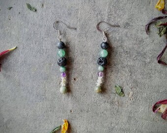 Jade + snake vertebrae aromatherapy earrings