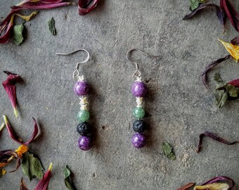 Violet bead + bone aromatherapy earrings