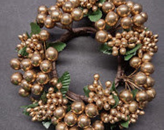 SALE!! GOLD beaded candle ring. For a 2.5&quot; pillar candle
