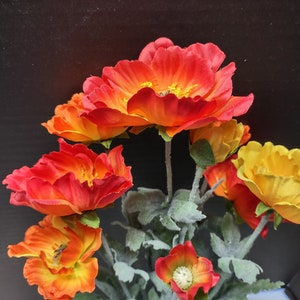 Designer Quality Poppies Silk Flowers YELLOW/ORANGE image 6