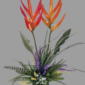 Artificial heliconia table arrangement