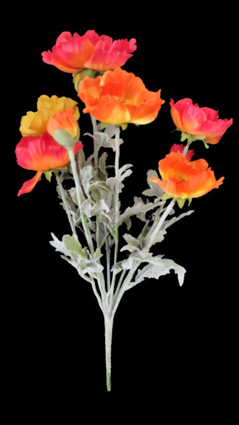 Designer Quality Poppies Silk Flowers YELLOW/ORANGE image 1