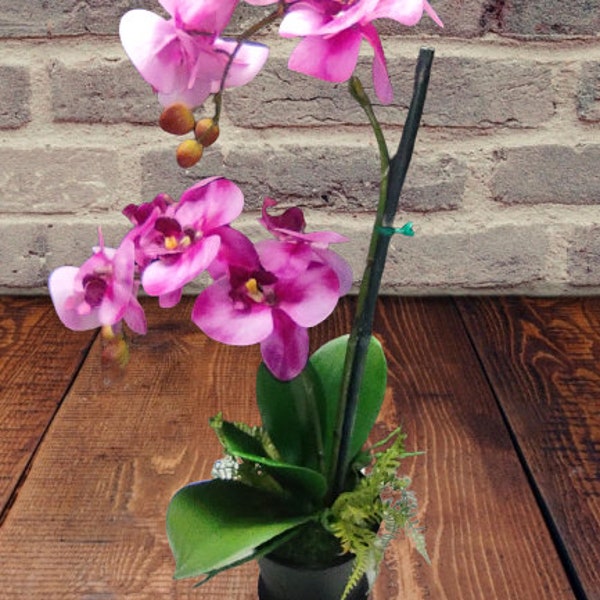 Planta de orquídea Phalaenopsis artificial, flores de seda ROSA