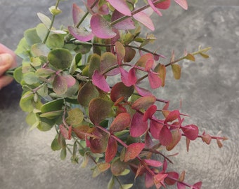 Mini eucalyptus floral bush for wreaths CRANBERRY