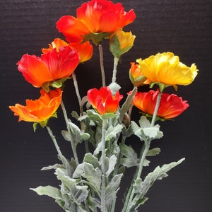 Designer Quality Poppies Silk Flowers YELLOW/ORANGE image 5