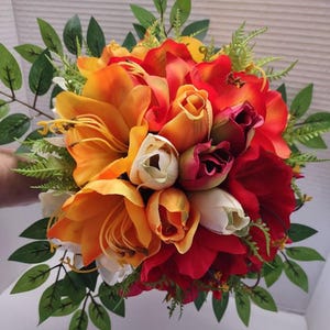 Beautiful Tropical Bouquet. Silk Flowers Weddings floral arrangements