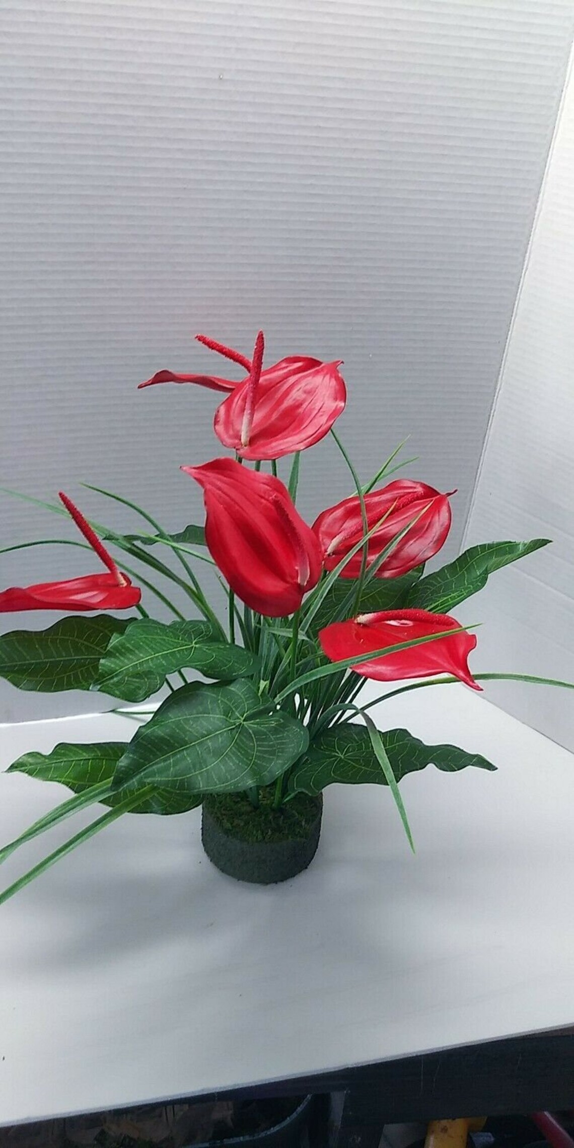 Artificial Anthurium Plant W/O Pot. Silk Flowers Etsy