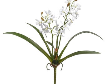 Artificial Mini Cattleya Orchid stem WHITE
