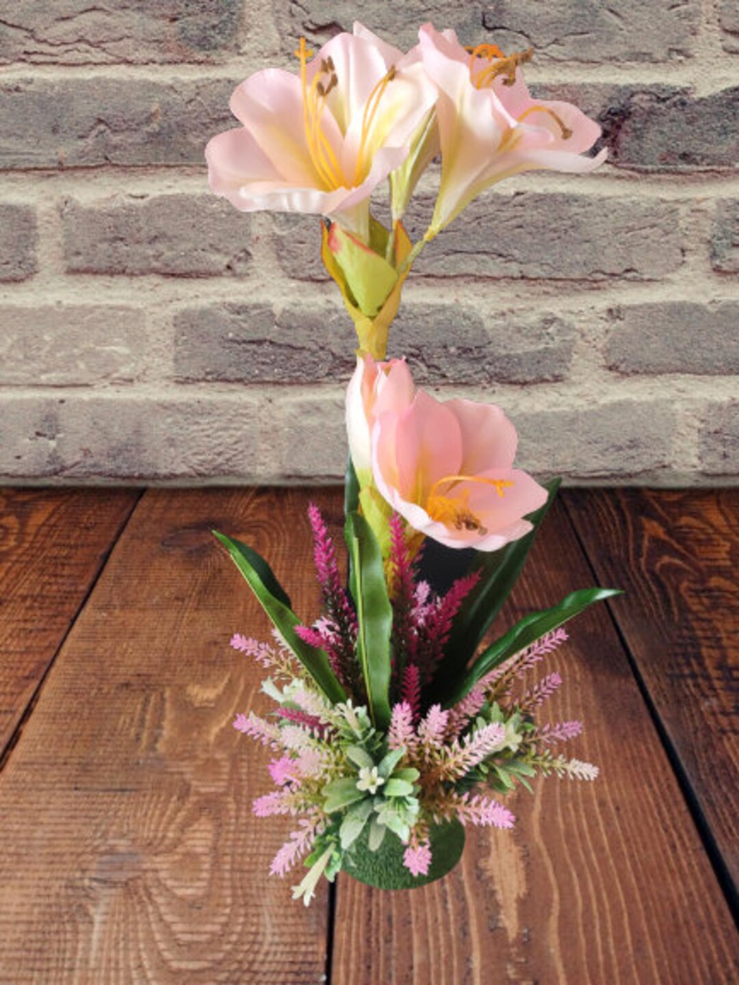 Artificial Amaryllis Plant. Silk Flower Floral Arrangements. PINK NP Etsy