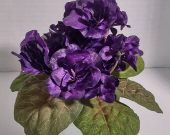 ARTIFICIAL 6" Miniature African Violet DEEP PURPLE