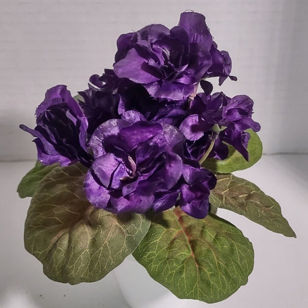 ARTIFICIAL 6" Miniature African Violet DEEP PURPLE