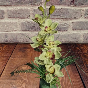 Artificial Cymbidium Orchid table decoration LIME