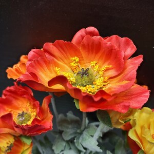 Designer Quality Poppies Silk Flowers YELLOW/ORANGE image 7