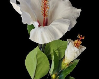 Artificial large White Hibiscus stem