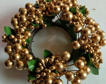 Gold beaded candle ring  for a 2" pillar
