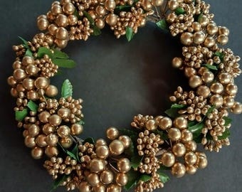 Gold beaded candle ring  for a 5" pillar