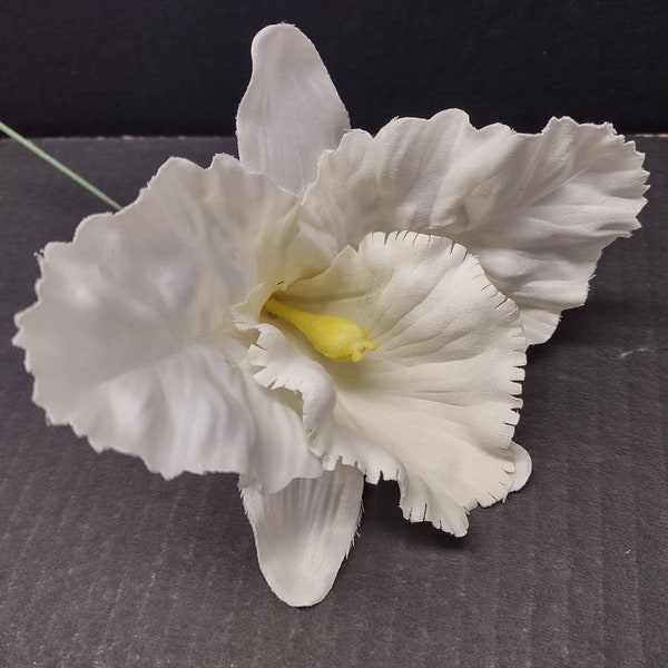 Artificial single cattleya blossom WHITE