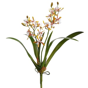 Artificial Mini Cattleya Orchid stem YELLOW/PINK