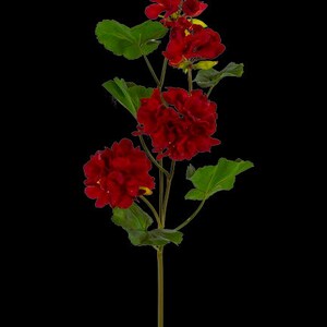Artificial 26" Deep Red real touch geranium stem silk flowers