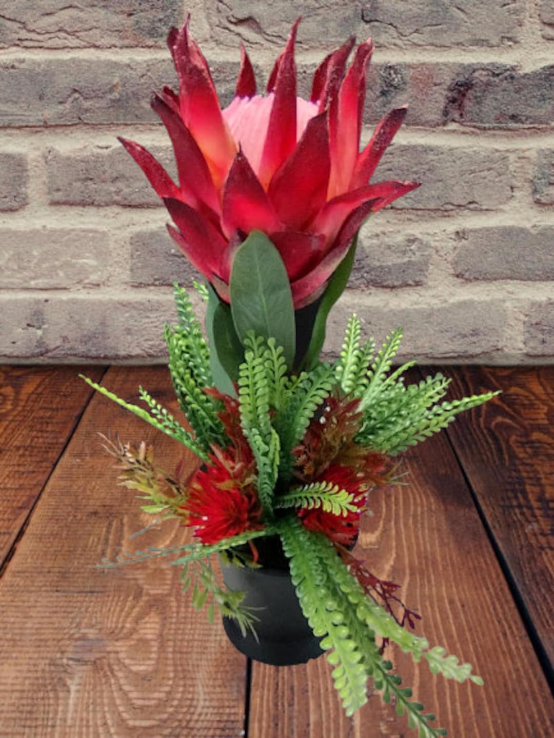 Artificial Protea Plant. Hawaiian Flowers. Tropical Flowers RED Etsy
