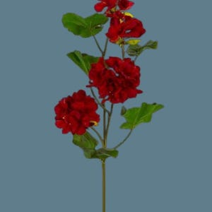 Artificial 26&quot; Deep Red real touch geranium stem silk flowers