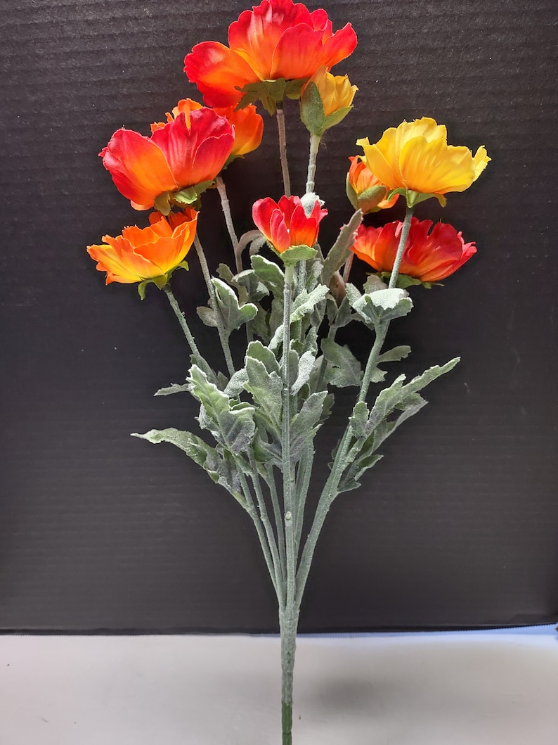 Designer Quality Poppies Silk Flowers YELLOW/ORANGE image 2