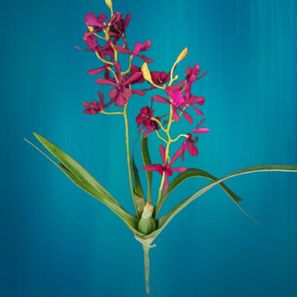 Artificial Mini Cattleya Orchid stem DEEP WINE